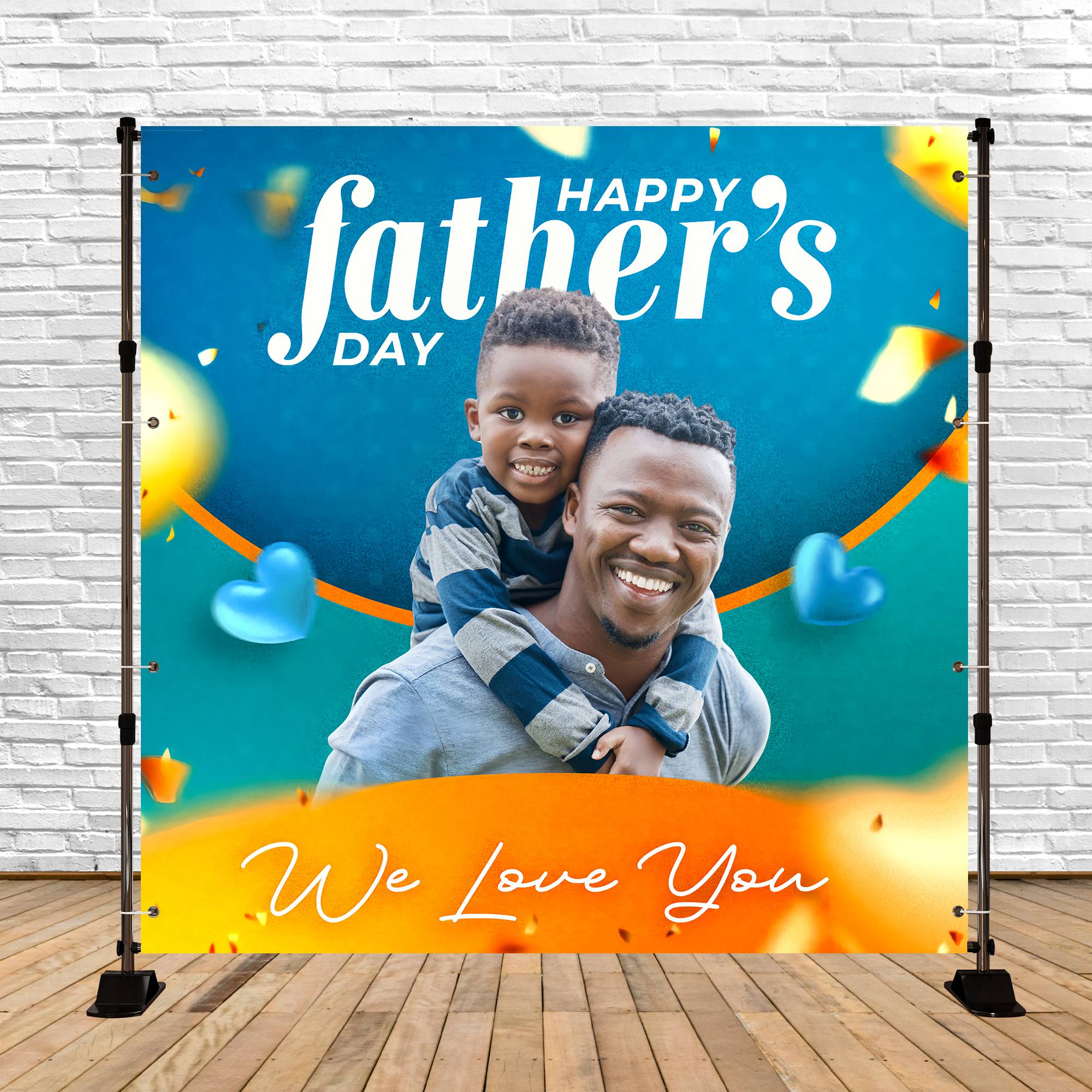 Backdrop Vatertag Lebendiges Blau Orange Individuelles Backdrop BRP5-46