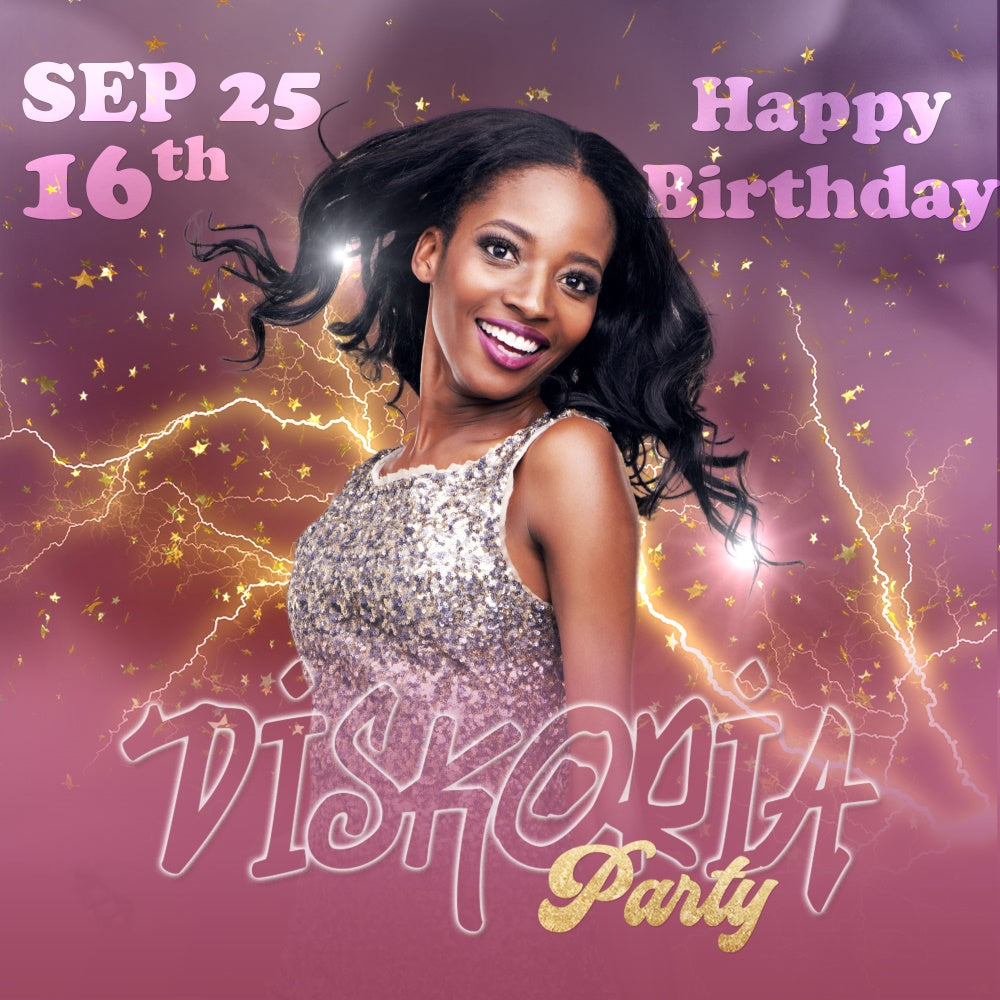 Personalisierte Birthday Backdrops Golden Lightning Glam 16. Backdrop BRP5-78