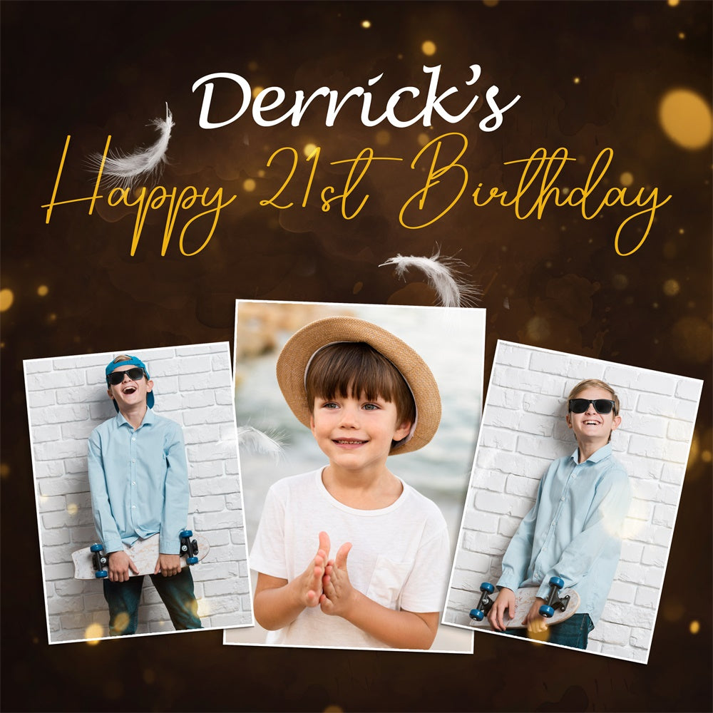 21. Geburtstag Backdrop Stilvolle Feder Glühen Customized Backdrop BRP5-81
