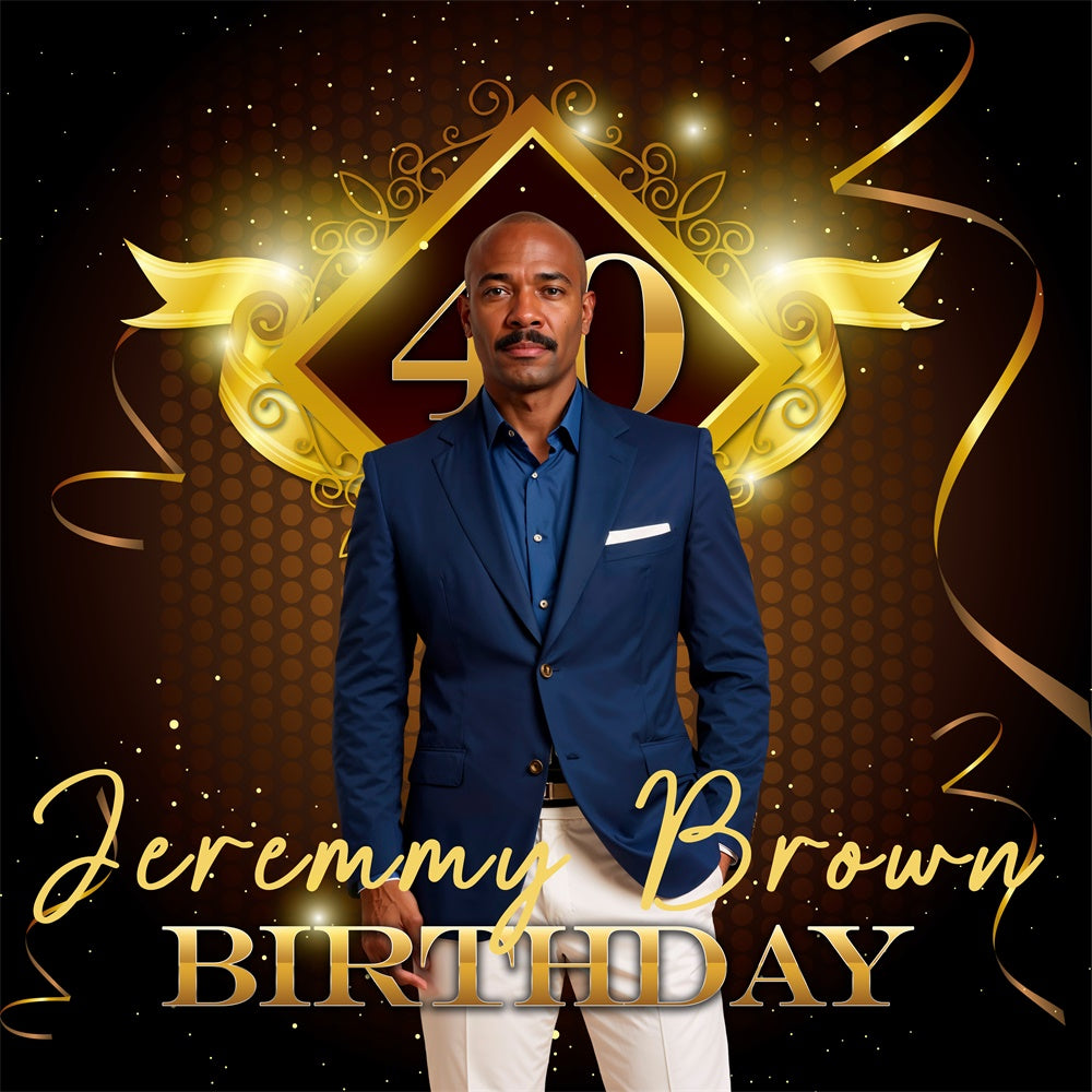 40. Geburtstag Backdrop Goldenes Banner Elegantes Customized Backdrop BRP5-83