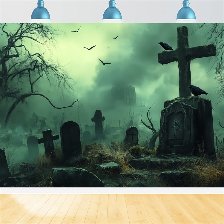 Halloween Friedhof Backdrop Ödland Gruft Nebel Backdrop BRP57-105