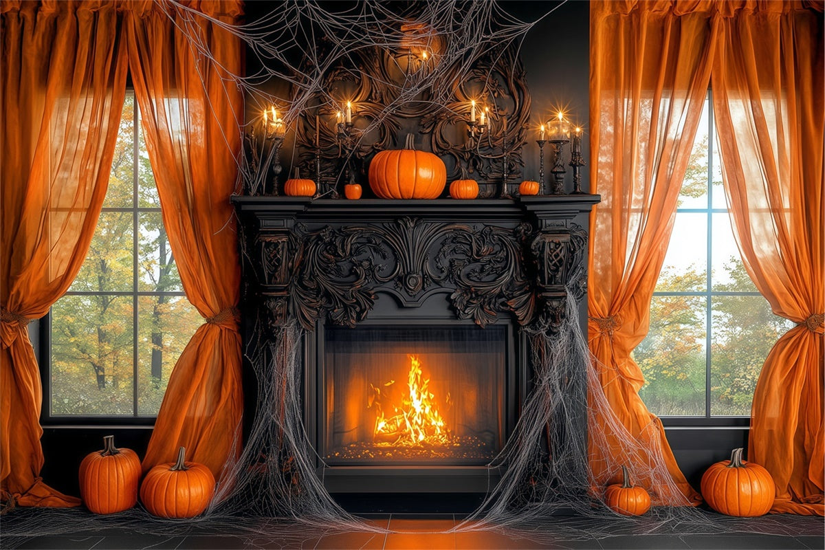 Halloween Fotokulissen Kürbis Manor Kaminhintergrund BRP57-111