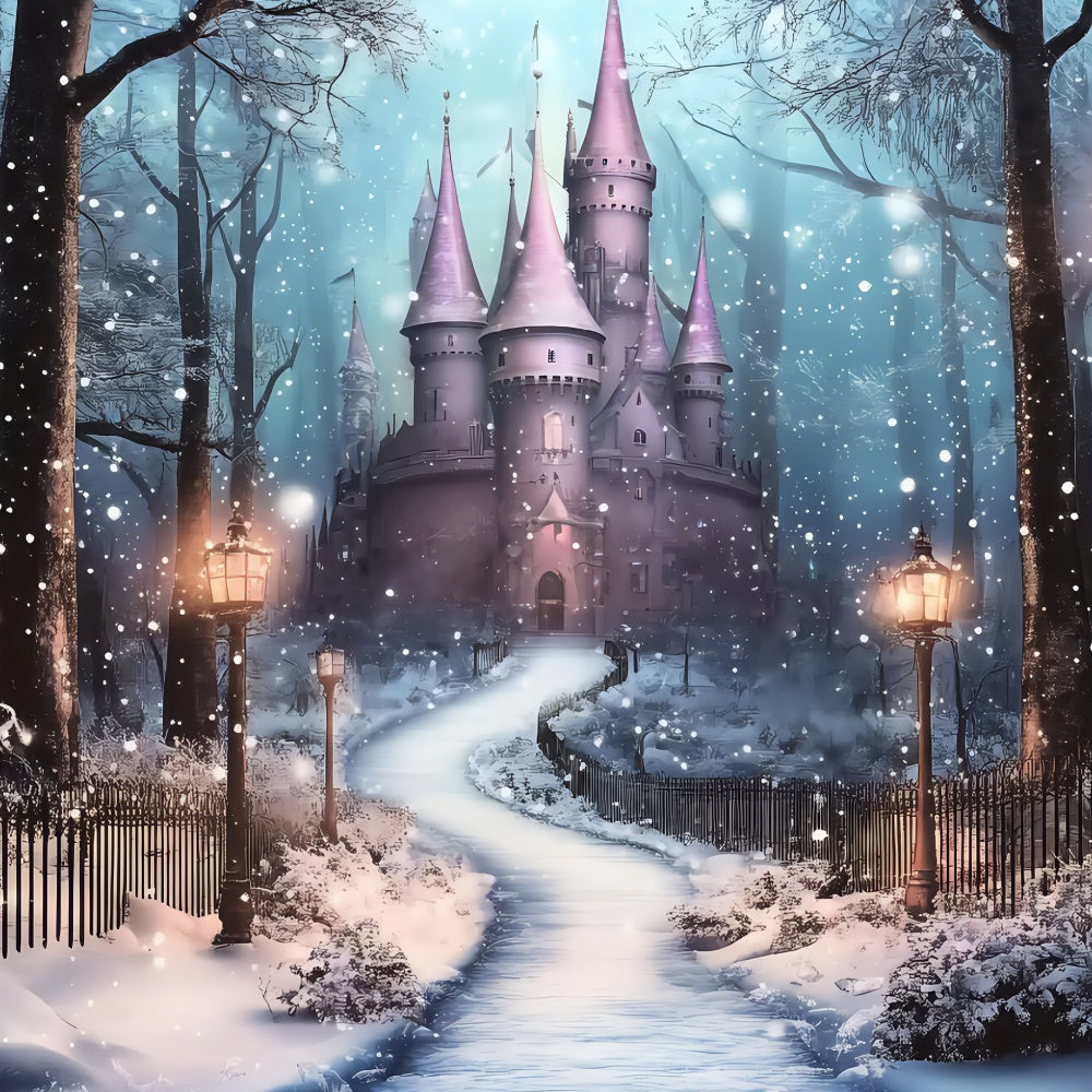 Weihnachten Fotohintergrund Frosted Lantern Castle Backdrop BRP57-115
