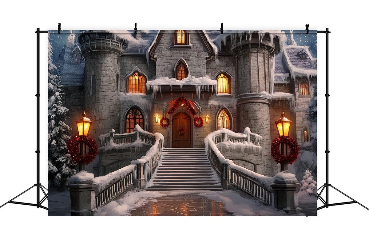 Weihnachten Fotografie Backdrops Roter Kranz Festung Backdrop BRP57-116