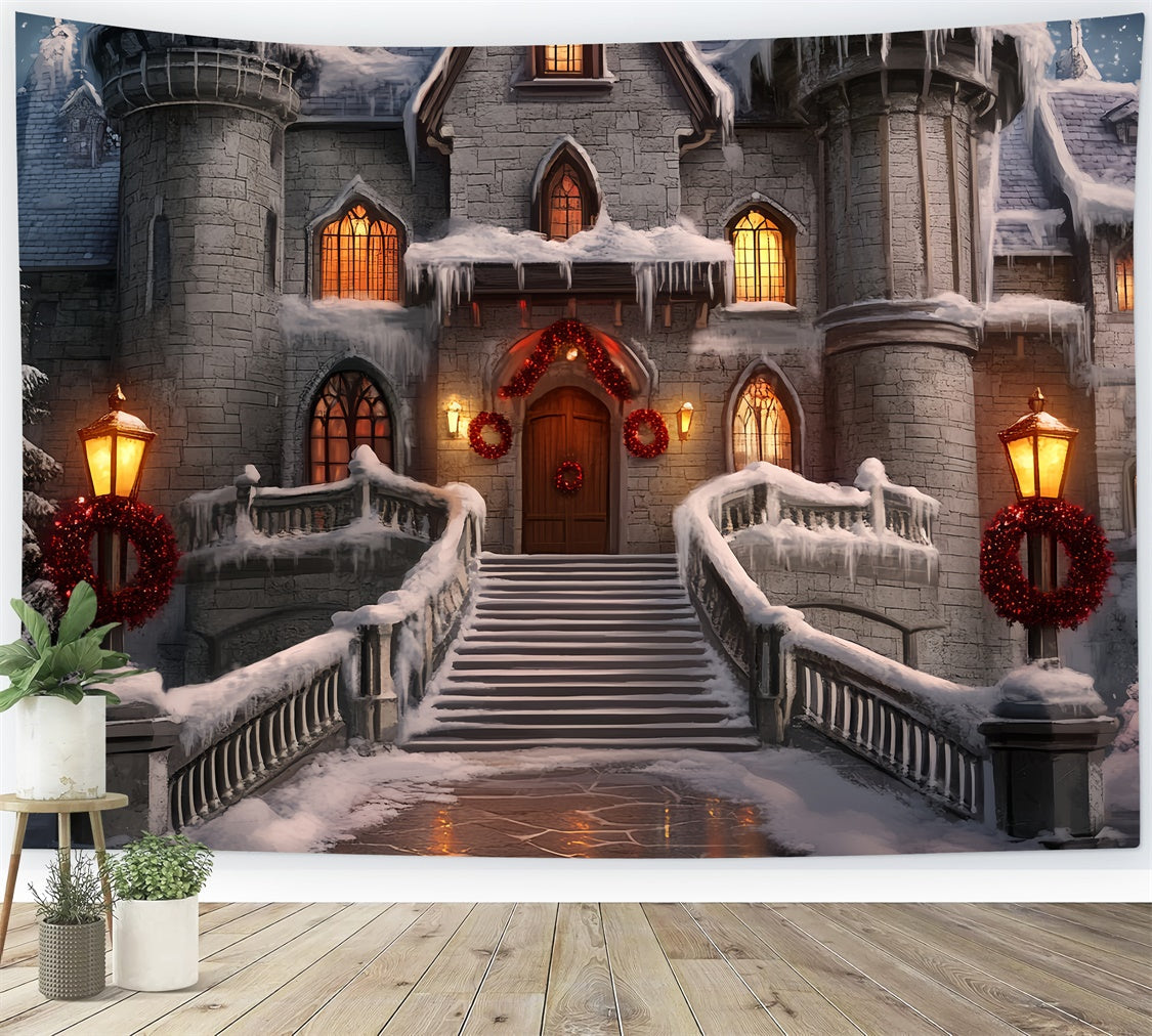Weihnachten Fotografie Backdrops Roter Kranz Festung Backdrop BRP57-116