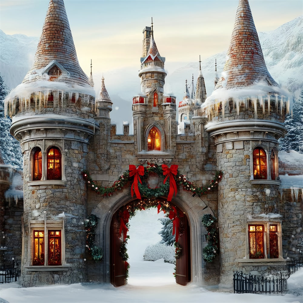 Weihnachten Backdrops Verkauf Festliche Burg Torbogen Backdrop BRP57-118