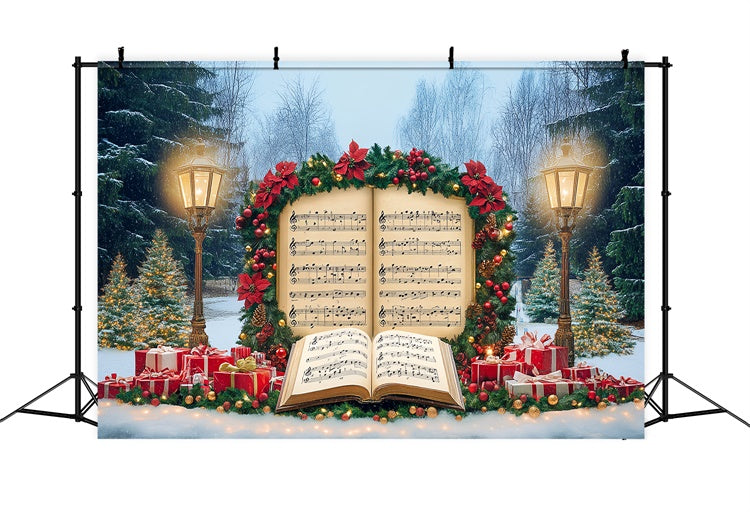 Weihnachten Fotokulissen Festliche Musiknoten Hintergrund BRP57-121