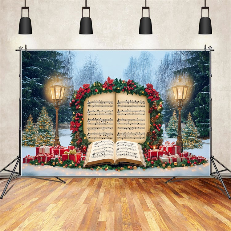 Weihnachten Fotokulissen Festliche Musiknoten Hintergrund BRP57-121