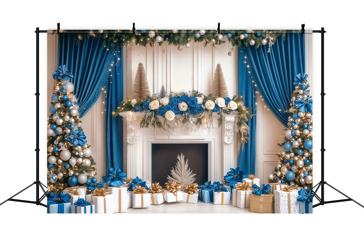 Professionelle Weihnachts-Hintergrundbilder Blau-Gold Eleganz Hintergrund BRP57-140