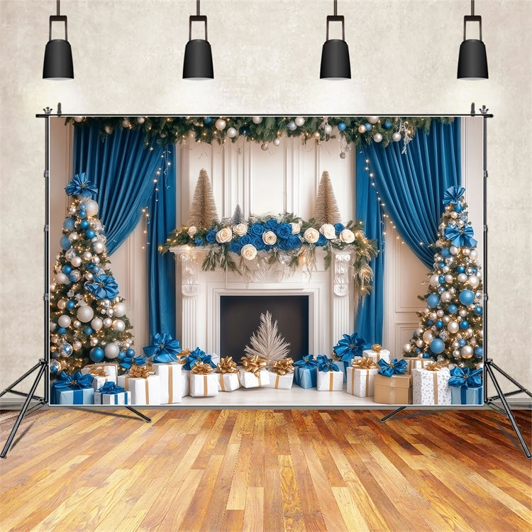 Professionelle Weihnachts-Hintergrundbilder Blau-Gold Eleganz Hintergrund BRP57-140