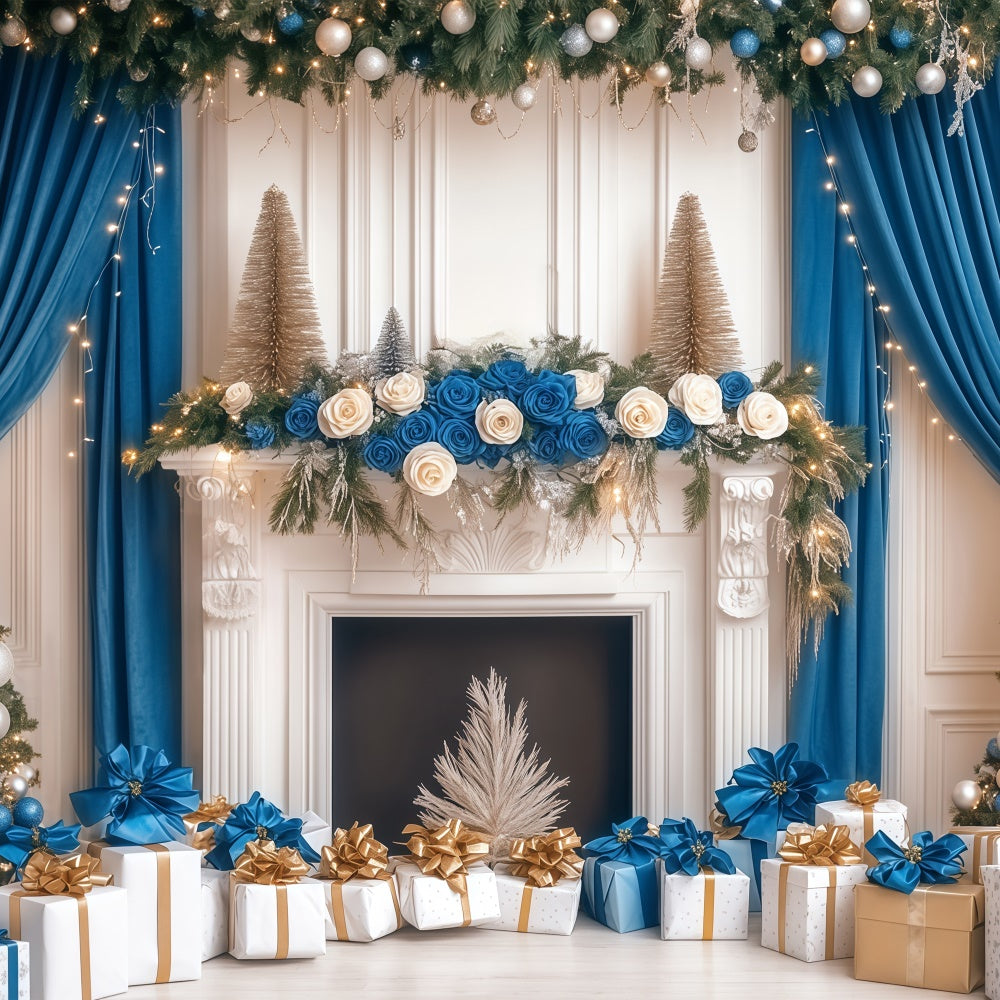 Professionelle Weihnachts-Hintergrundbilder Blau-Gold Eleganz Hintergrund BRP57-140
