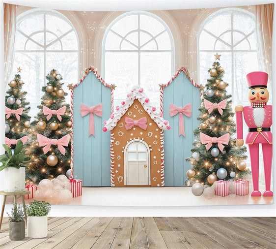 Weihnachten Fotokulissen Rosa Schleife Candyland Hintergrund BRP57-143