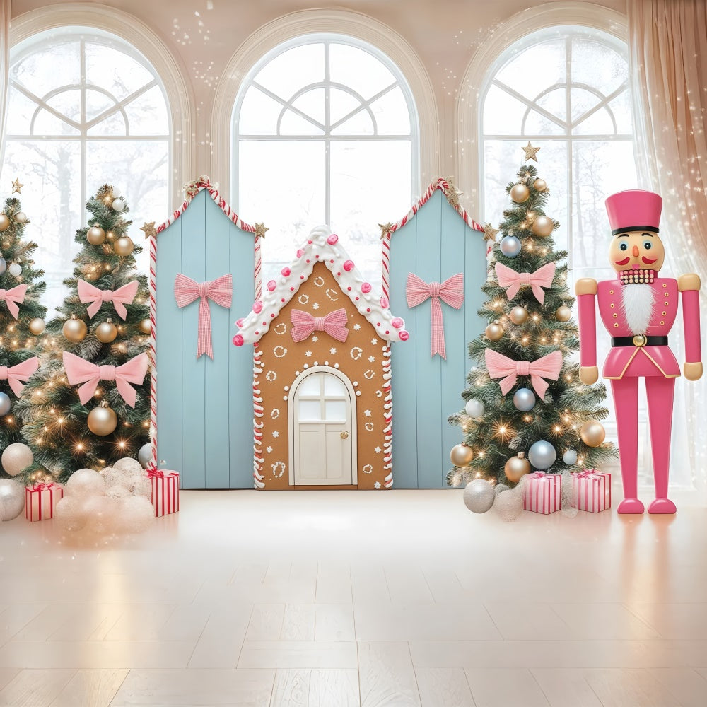 Weihnachten Fotokulissen Rosa Schleife Candyland Hintergrund BRP57-143