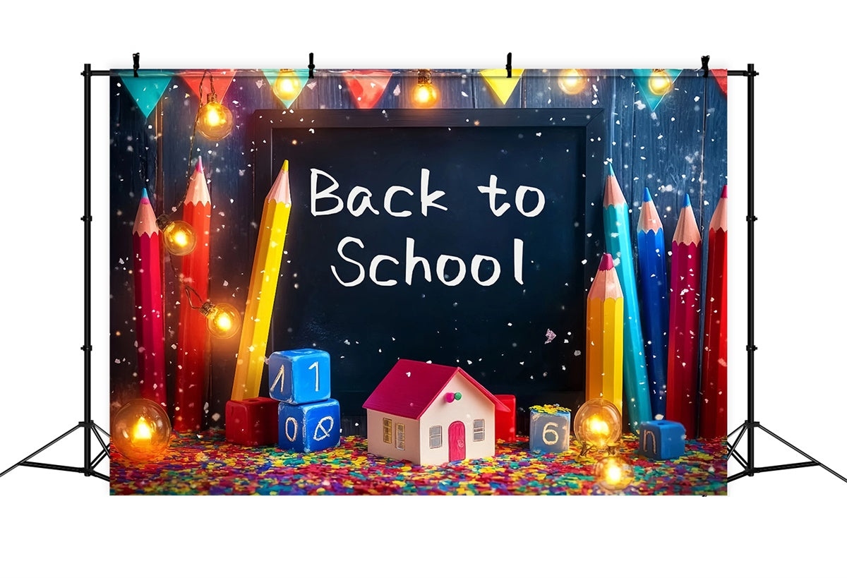 Back To School Backdrop Konfetti Buntstifte Lichter Backdrop BRP57-16