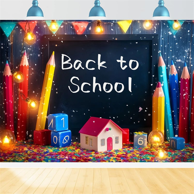 Back To School Backdrop Konfetti Buntstifte Lichter Backdrop BRP57-16
