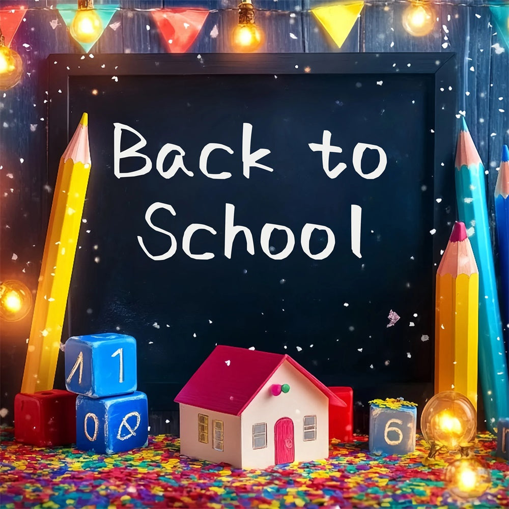 Back To School Backdrop Konfetti Buntstifte Lichter Backdrop BRP57-16