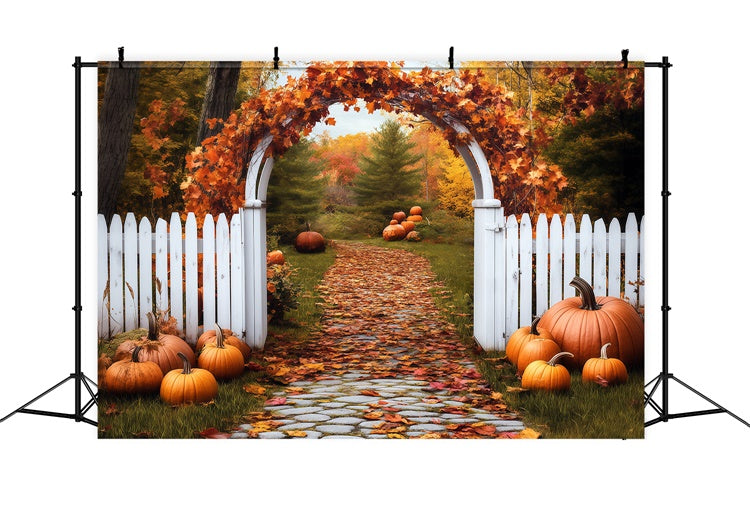 Herbstblätter Backdrop Kürbis Bogen Pfad Fotohintergrund BRP57-202