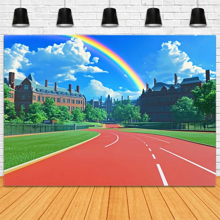 Schulhintergrund Regenbogen Campus Rot Bahnhintergrund BRP57-21