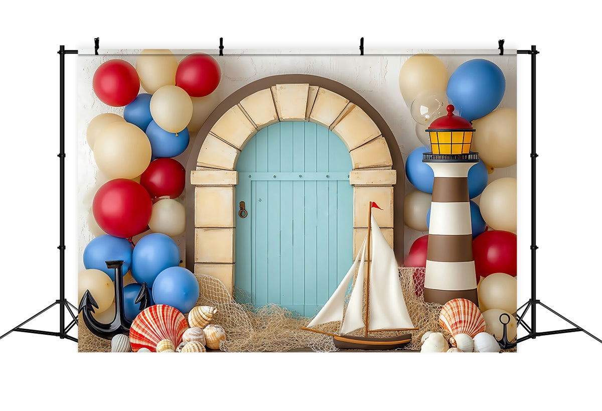 Neugeborene Fotoshooting Hintergrund Muschel Ballonbogen Hintergrund BRP57-236