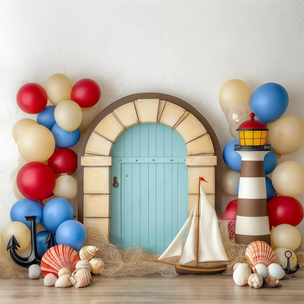 Neugeborene Fotoshooting Hintergrund Muschel Ballonbogen Hintergrund BRP57-236