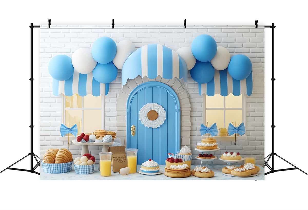 Childrens Backdrops Süße Leckereien Blau Shop Hintergrund BRP57-241