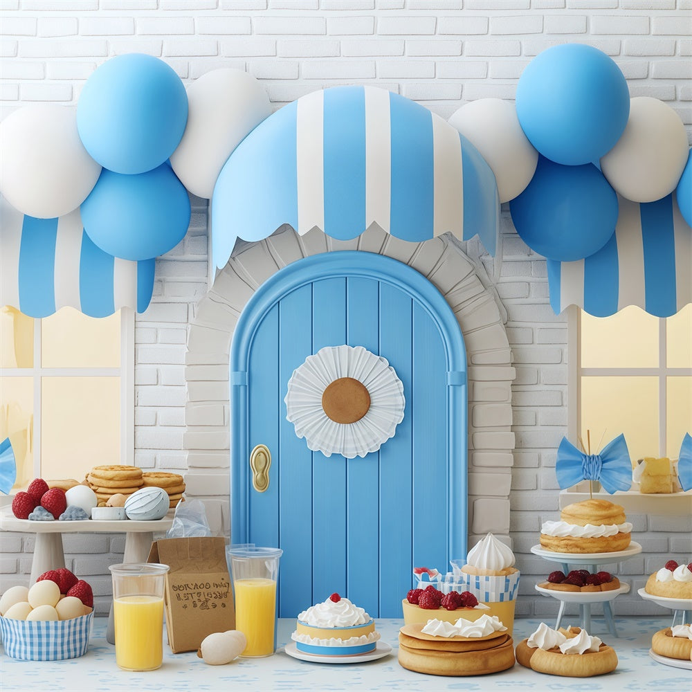 Childrens Backdrops Süße Leckereien Blau Shop Hintergrund BRP57-241