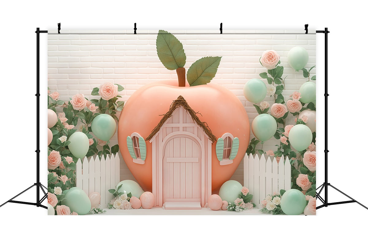 Neugeborene Backdrop Pastell Obst Haus Ballon Backdrop BRP57-247