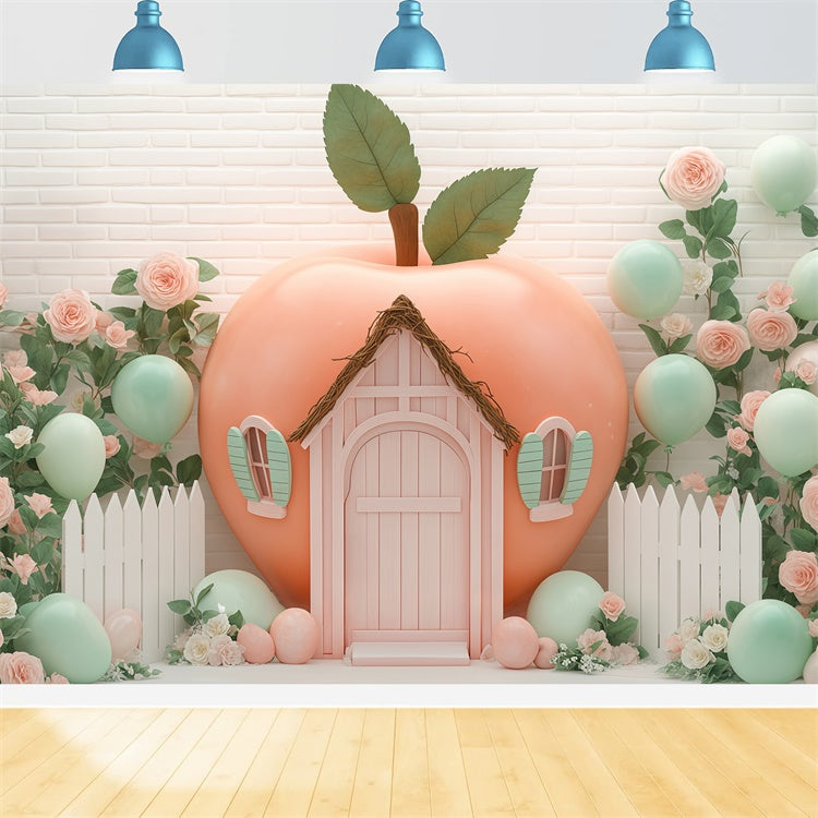 Neugeborene Backdrop Pastell Obst Haus Ballon Backdrop BRP57-247