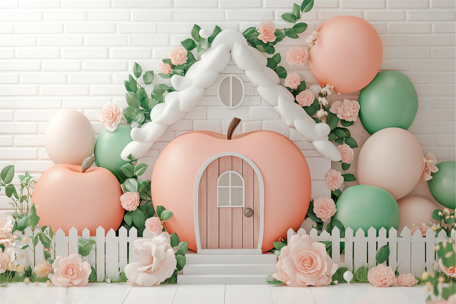 Neugeborenen-Fotoshoot-Hintergrund Whimsy Fruit Cottage Hintergrund BRP57-248