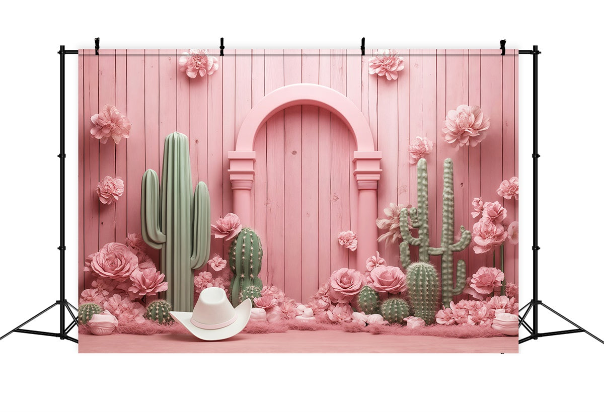 Neugeborenen-Fotoshooting-Hintergrund Rosa Kaktusbogen-Hintergrund BRP57-250
