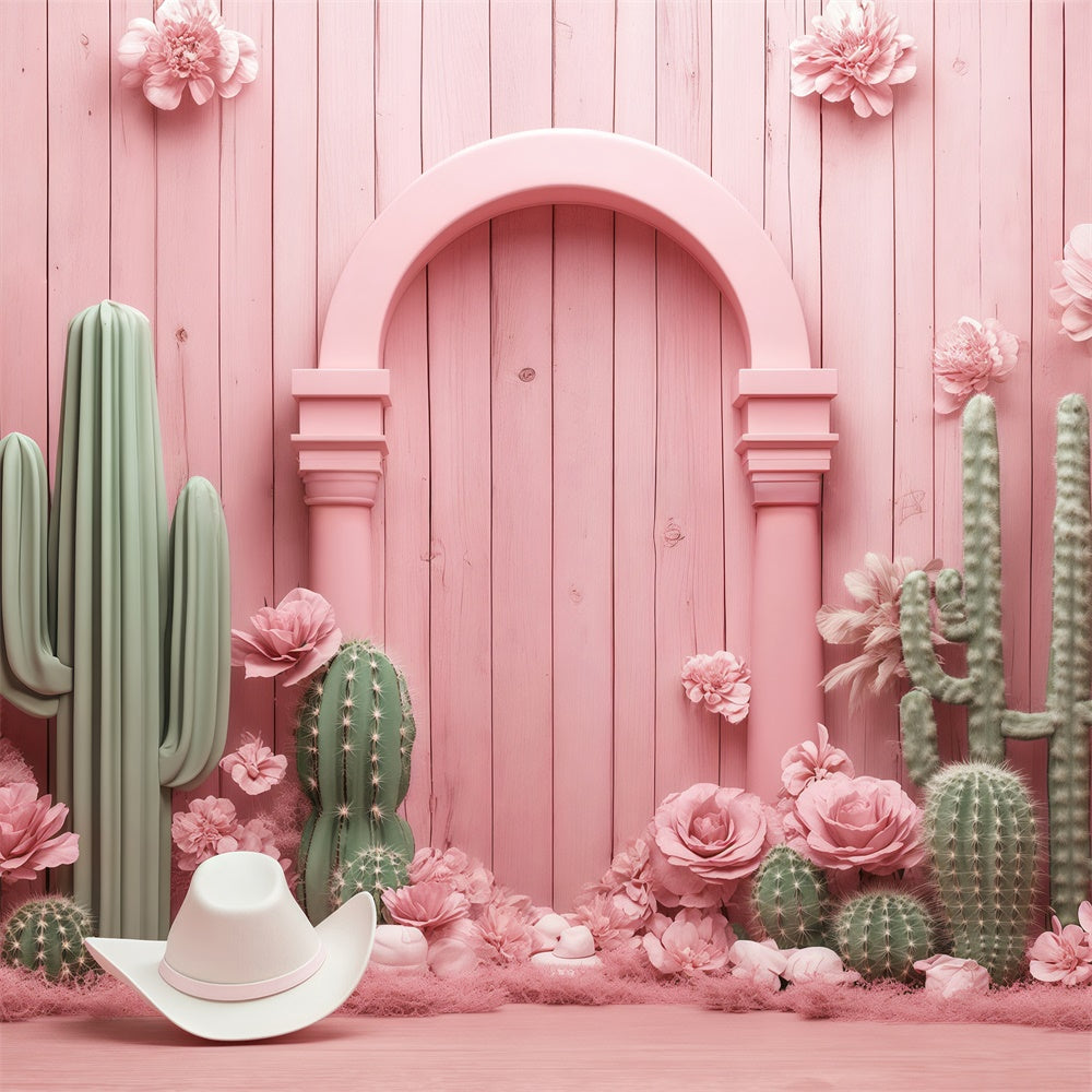Neugeborenen-Fotoshooting-Hintergrund Rosa Kaktusbogen-Hintergrund BRP57-250