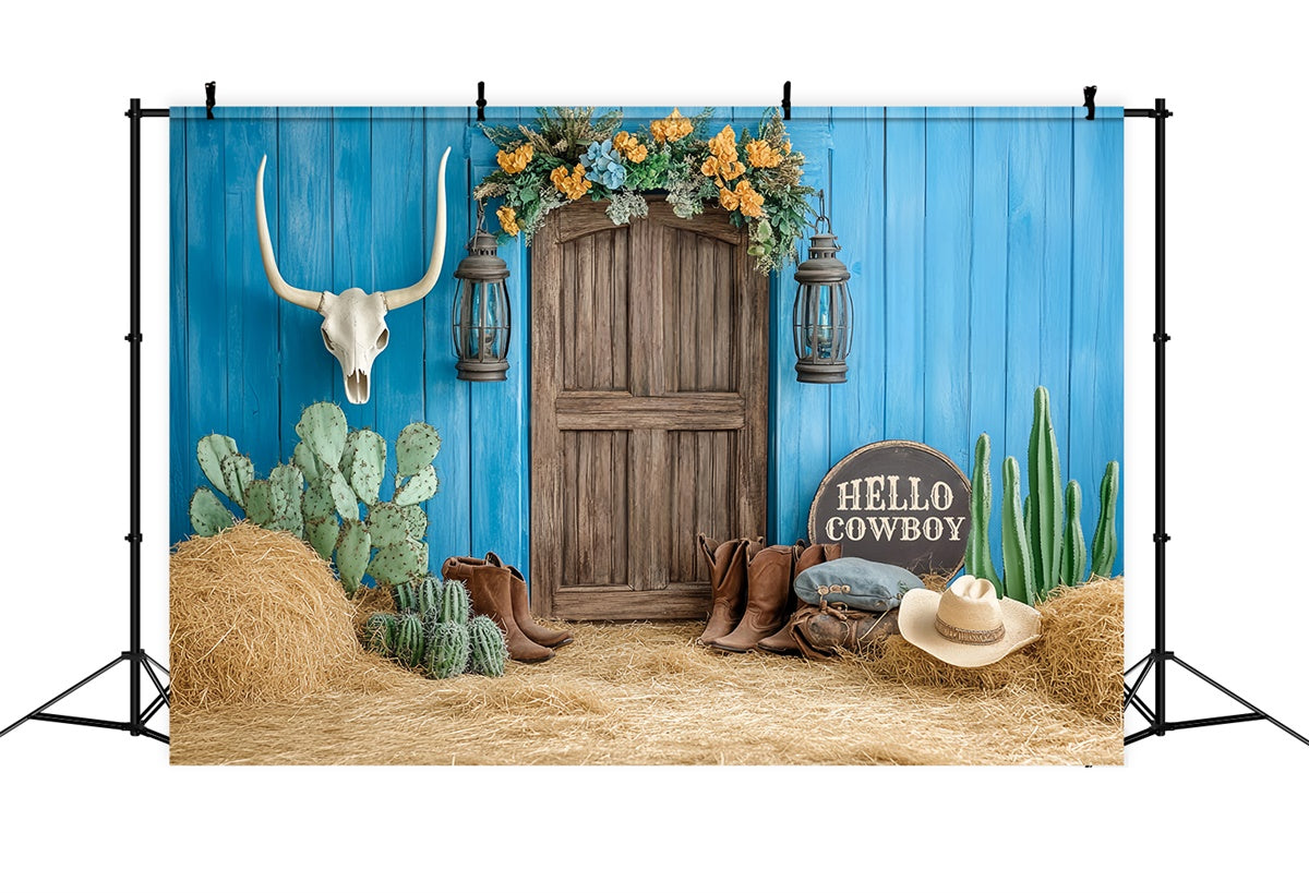 Kinder Backdrops Blaue Scheune Wüstenstiefel Backdrop BRP57-252
