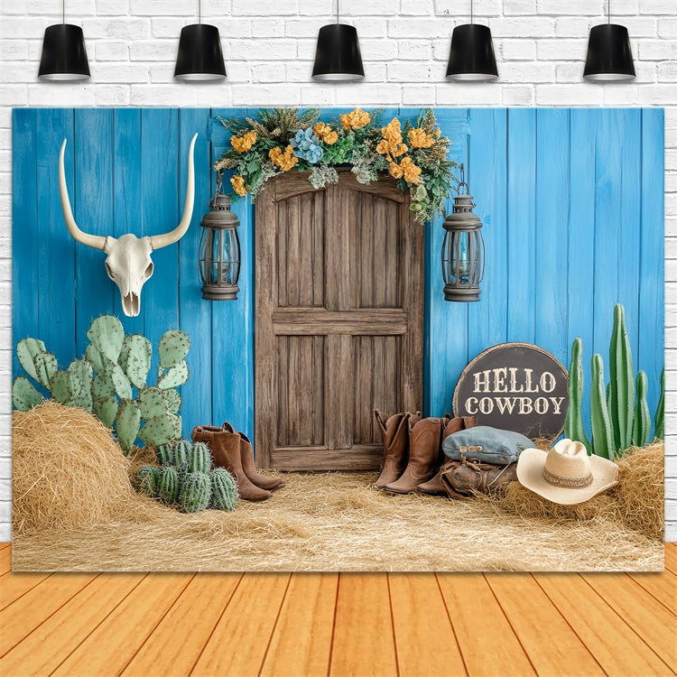 Kinder Backdrops Blaue Scheune Wüstenstiefel Backdrop BRP57-252