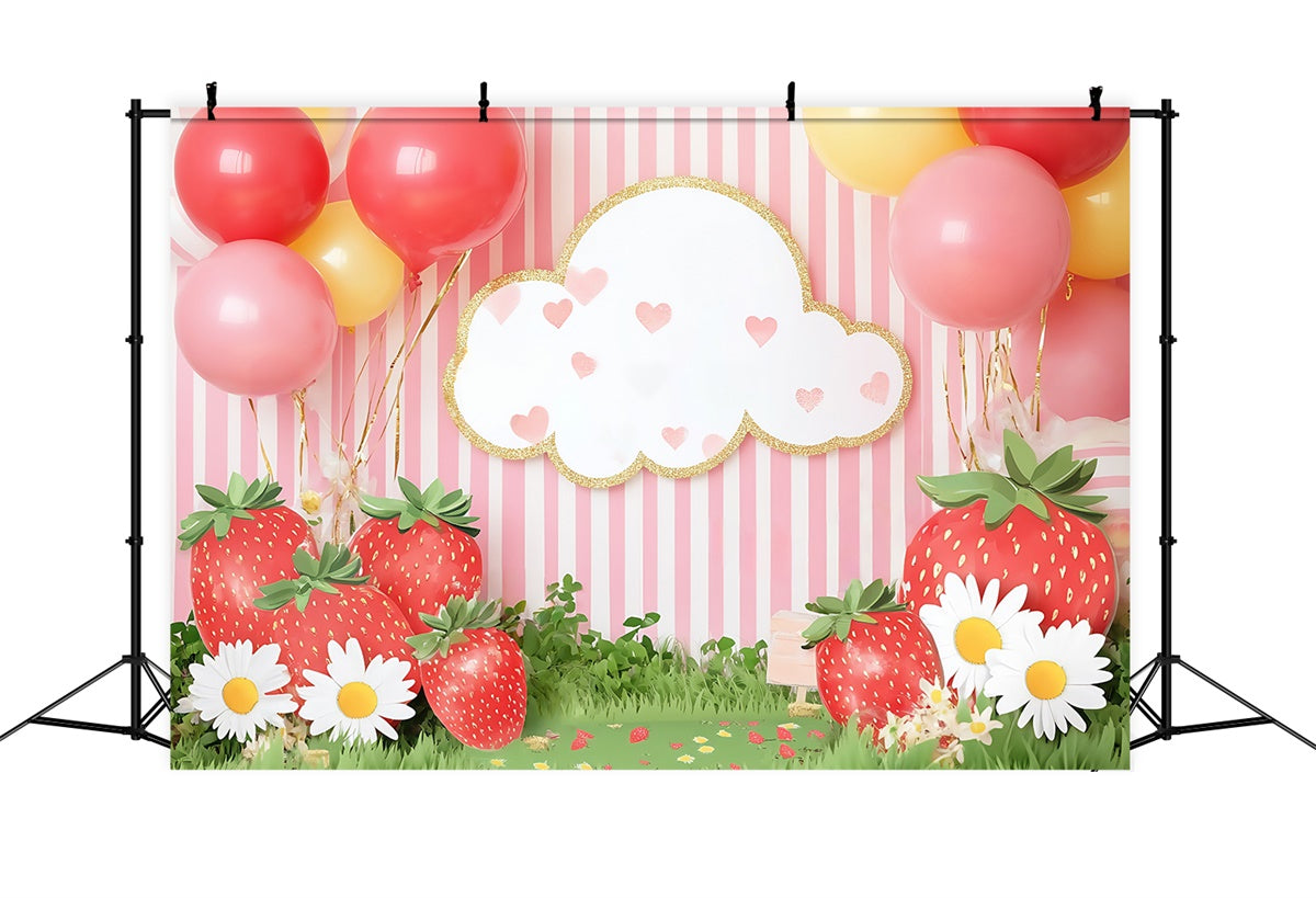 Neugeborene Backdrop Süße Erdbeere Ballon Backdrop BRP57-254