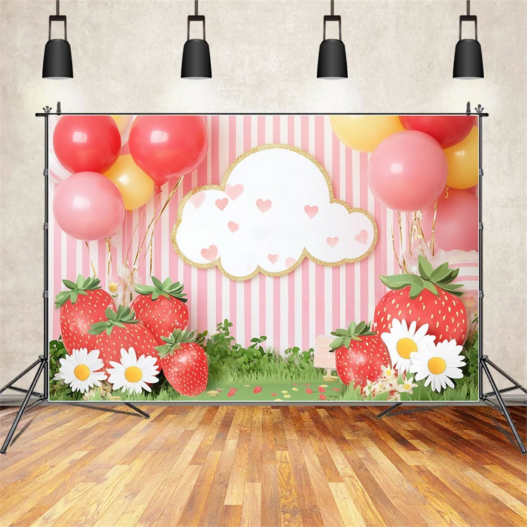 Neugeborene Backdrop Süße Erdbeere Ballon Backdrop BRP57-254