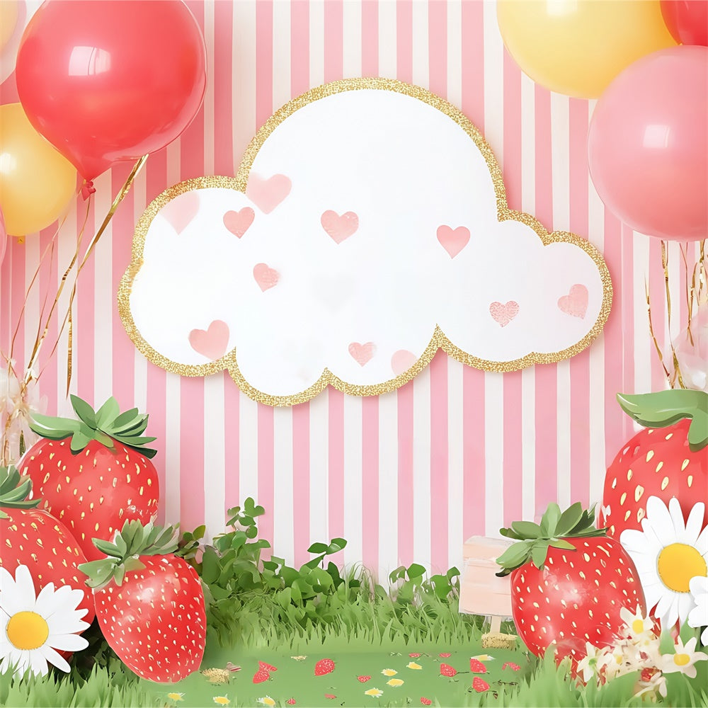Neugeborene Backdrop Süße Erdbeere Ballon Backdrop BRP57-254