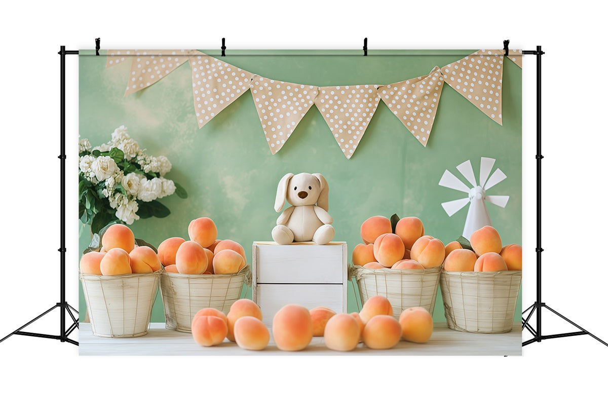 Niedliche Hintergrundkulisse Frisches Obst Plüschtier Kinder Hintergrundkulissen BRP57-257