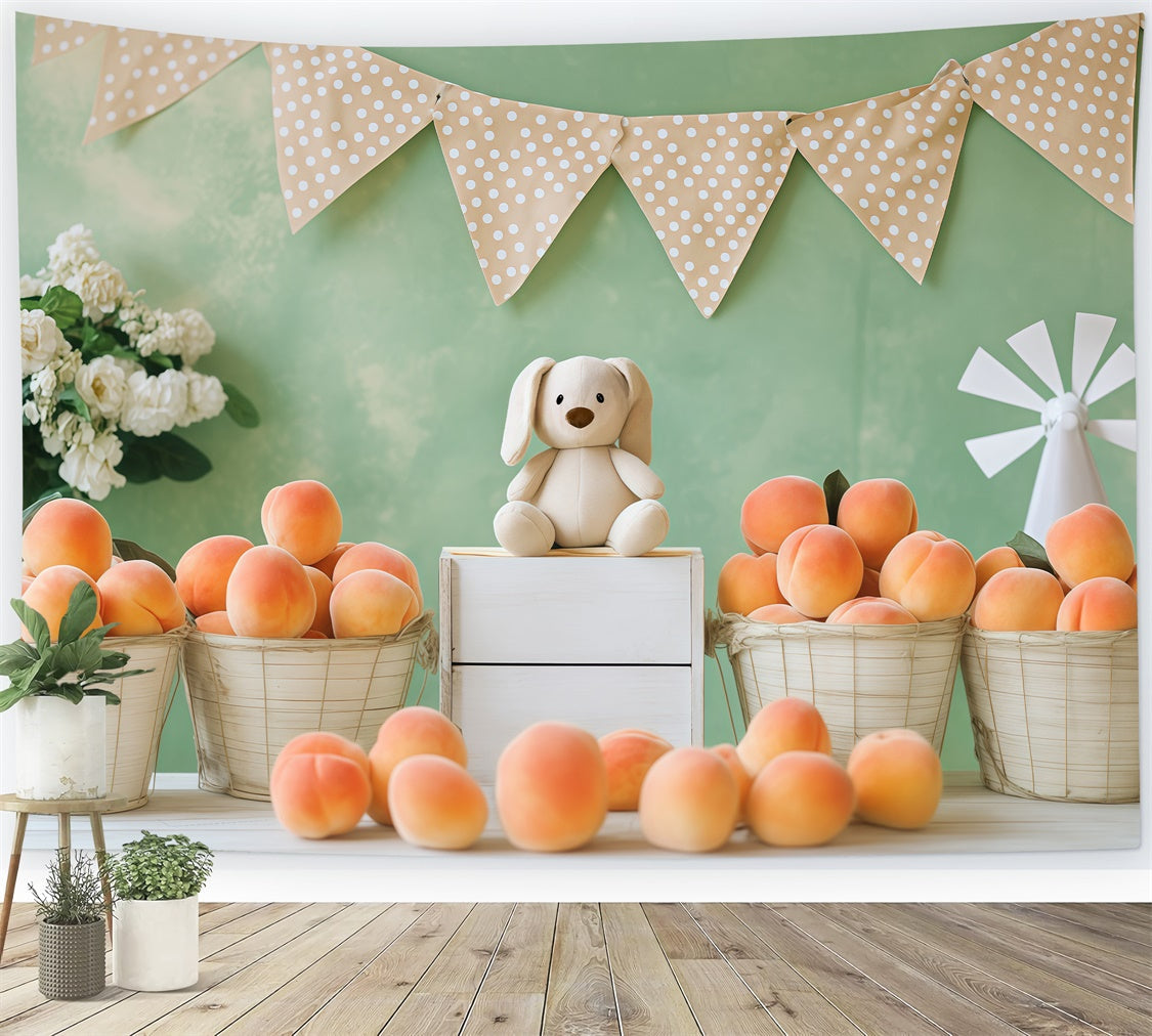 Niedliche Hintergrundkulisse Frisches Obst Plüschtier Kinder Hintergrundkulissen BRP57-257