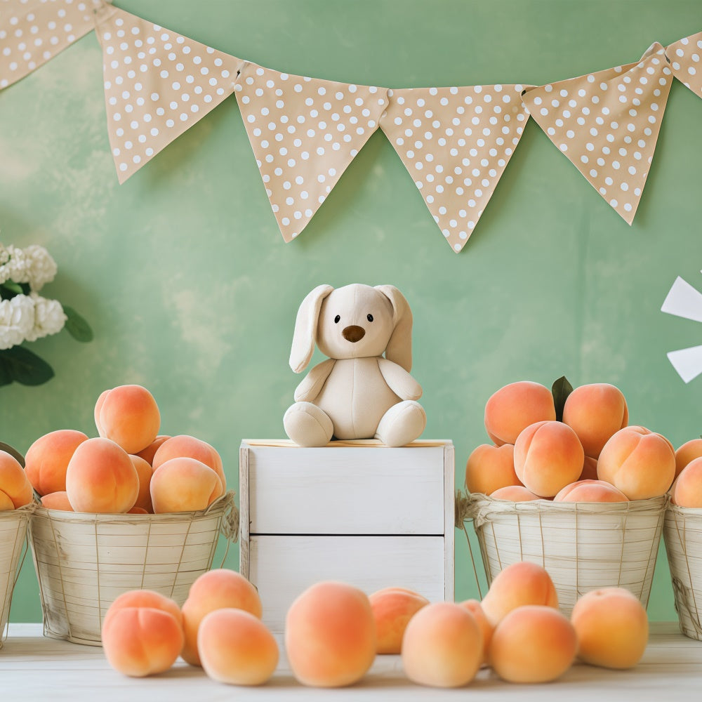Niedliche Hintergrundkulisse Frisches Obst Plüschtier Kinder Hintergrundkulissen BRP57-257