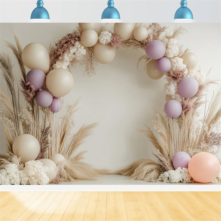 Kinder-Fotohintergrund Pastell Pampas Ballonhintergrund BRP57-275