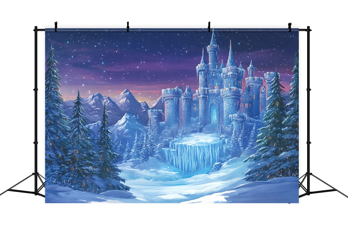 Winter Wonderland Backdrop Snowy Pines Castle Foto Hintergrund BRP57-370