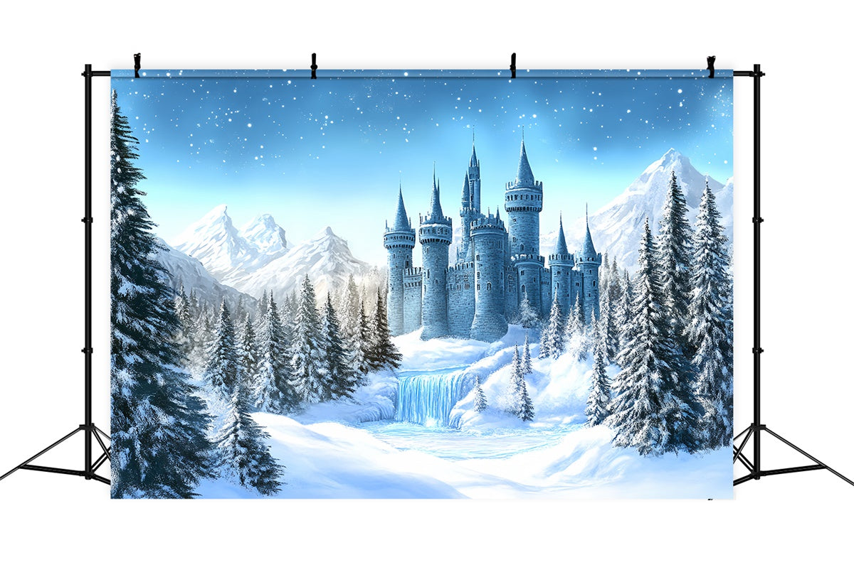 Winter Wonderland Backdrop Frosted Fairytale Castle Foto Hintergrund BRP57-379