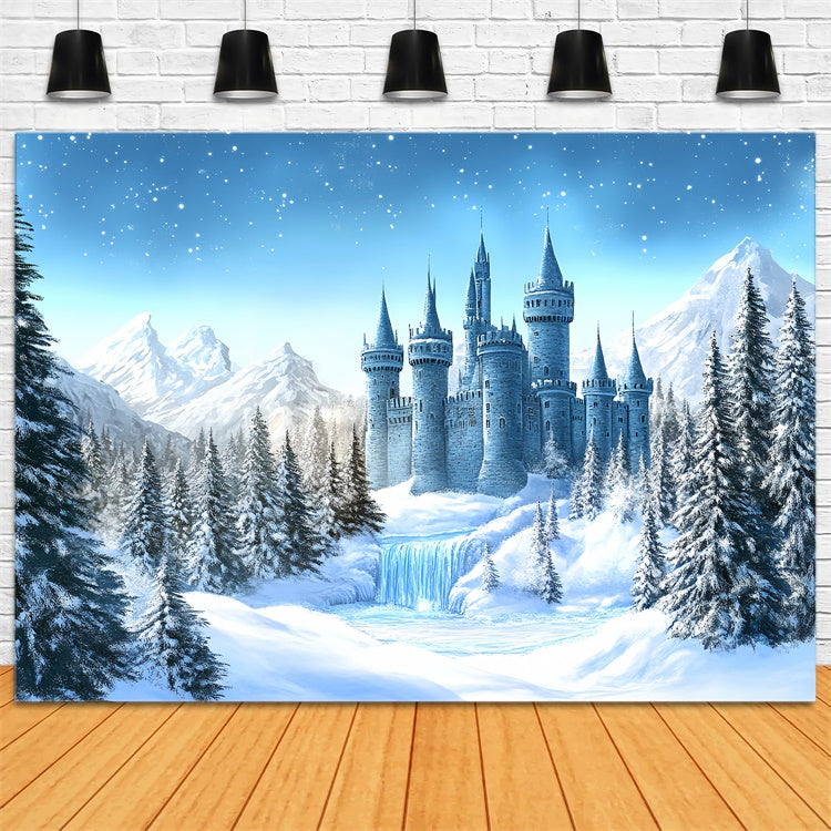 Winter Wonderland Backdrop Frosted Fairytale Castle Foto Hintergrund BRP57-379