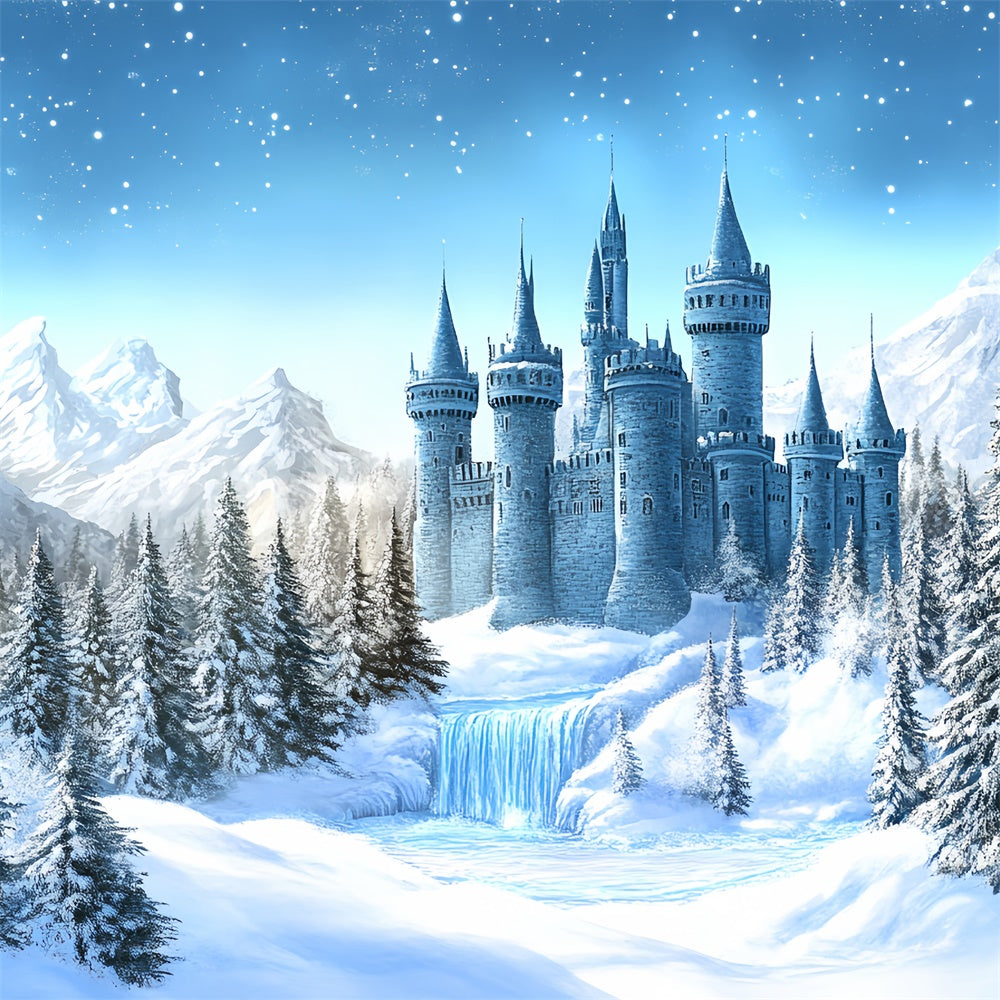 Winter Wonderland Backdrop Frosted Fairytale Castle Foto Hintergrund BRP57-379
