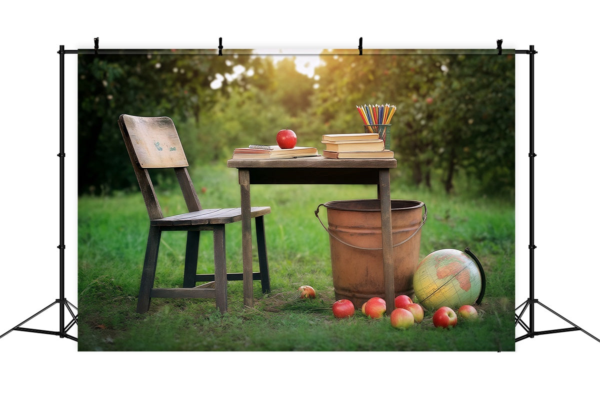 Schulfoto-Hintergrundkulissen Woodland Learning Table Backdrop BRP57-38