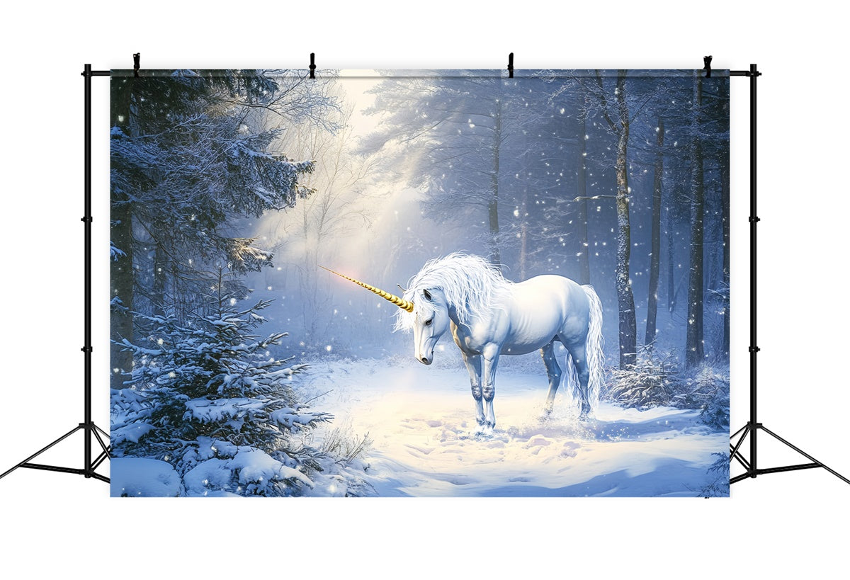 Winterwald Kulisse Frosted Magic Unicorn Foto Hintergrund BRP57-380