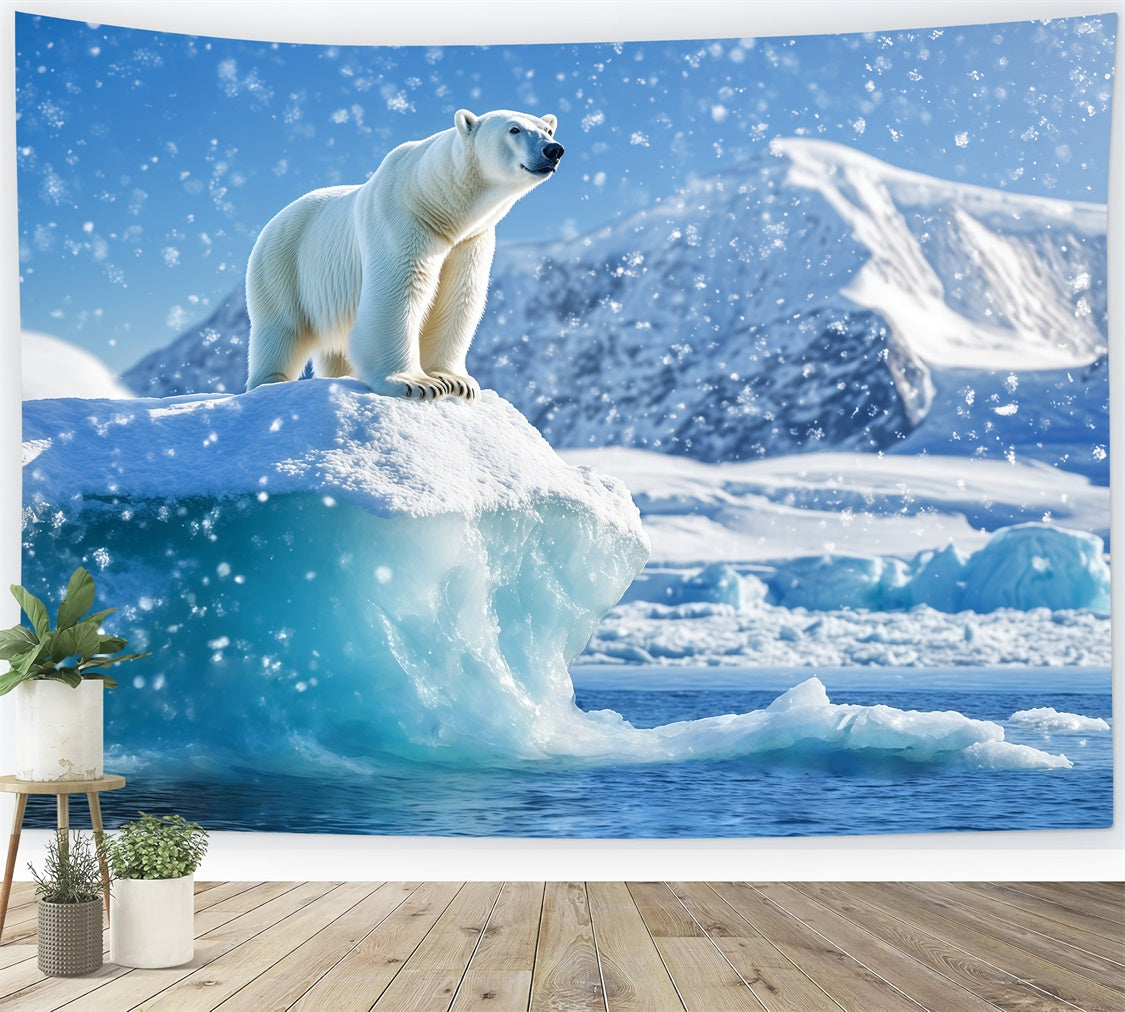 Schnee Backdrop Eisbär Majestät Eisberg Foto Hintergrund BRP57-384