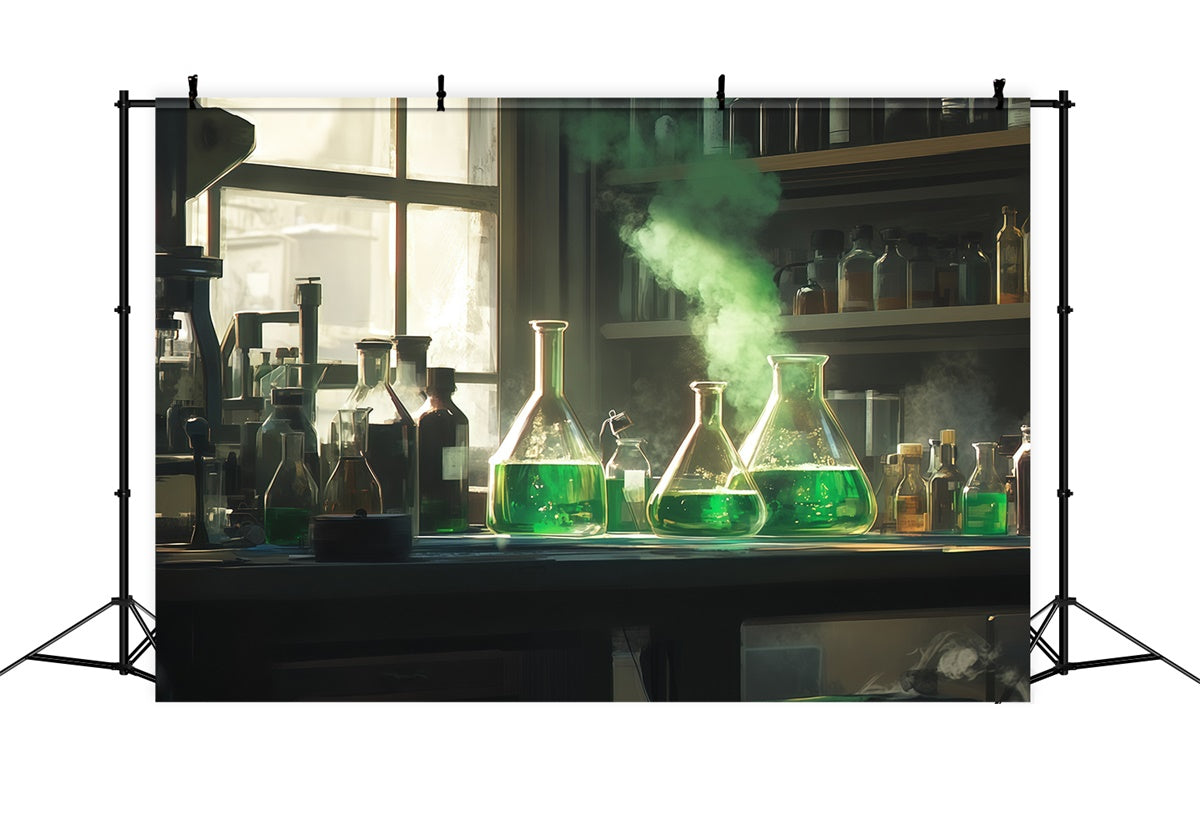 Chemie-Hintergrundkulisse Grüner Zaubertrank Wissenschafts-Hintergrundkulisse BRP57-42