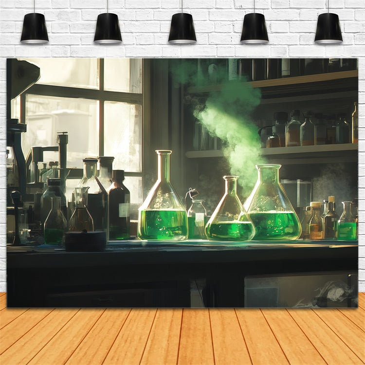 Chemie-Hintergrundkulisse Grüner Zaubertrank Wissenschafts-Hintergrundkulisse BRP57-42