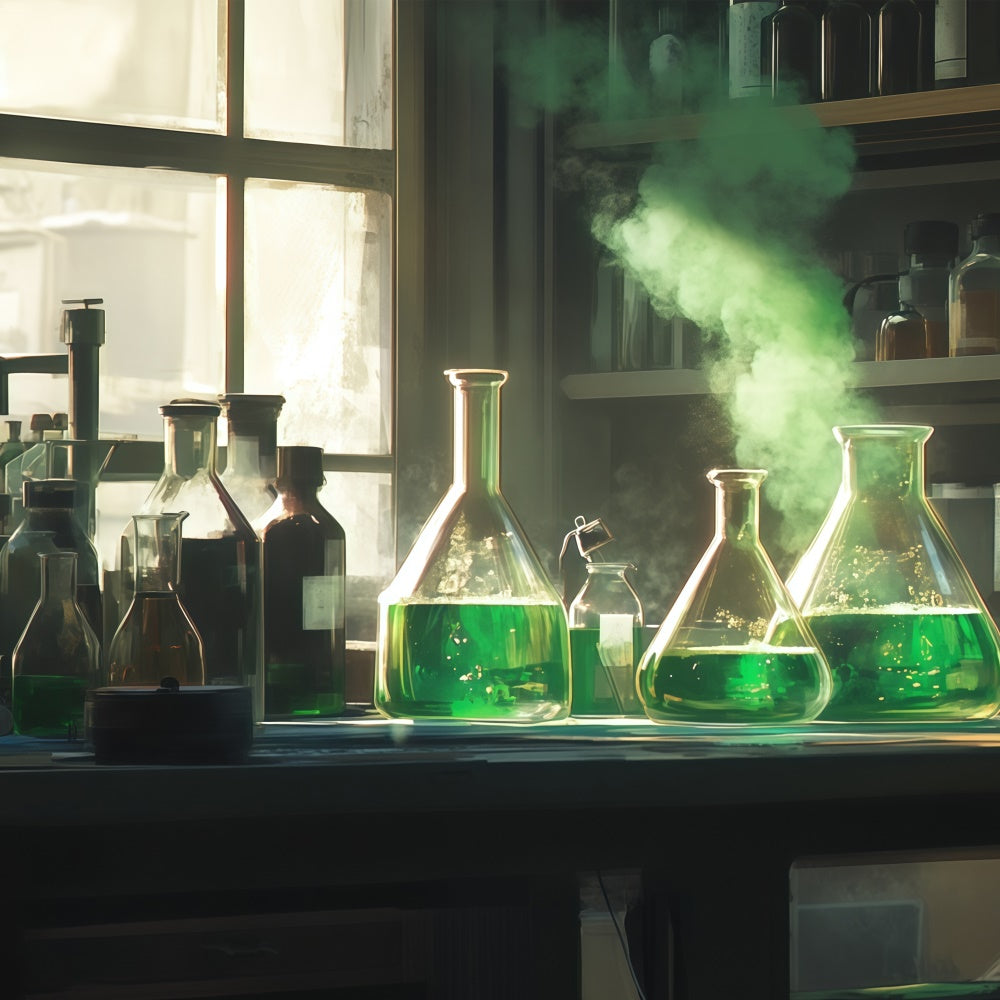 Chemie-Hintergrundkulisse Grüner Zaubertrank Wissenschafts-Hintergrundkulisse BRP57-42